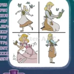 Disney Cinderella Peasant Pink Dress Singing With Birds Joyful Moments Designs - Filled Embroidery Design - Instant Download