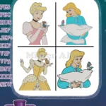 Disney Cinderella Pink Torn Dress Gold Gown Pillow Birds Hope And Despair - Filled Embroidery Design - Instant Download