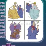 Disney Cinderella Fairy Godmother Magic Wand Poses Helping Cinderella Enchantment Bundle - Filled Embroidery Design - Instant Download
