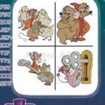 Cinderella Mice Jaq Gus Suzy Perla With Chick Key And Keyhole Scenes - Filled Embroidery Design - Instant Download