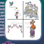 Cinderella Mice Bluebirds Ribbon Spools Lucifer The Cat And Mice Group - Filled Embroidery Design - Instant Download