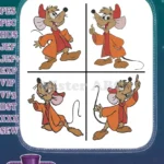 Cinderella Mice Jaq And Gus In Red Coats Various Expressive Character Poses - Filled Embroidery Design - Instant Download