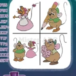 Cinderella Mice Suzy Perla Pink Dress Jaq Pencil Gus Flowers Character - Filled Embroidery Design - Instant Download