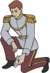 Cinderella Prince Charming Various Royal Poses With Sword And Kneeling - Filled Embroidery Design - 2049