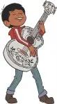 Disney Pixar Coco Miguel Rivera With Guitar Aspiring Musician Boy Hero - Filled Embroidery Design - 2108