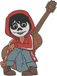Disney Pixar Coco Miguel Rivera With Guitar Aspiring Musician Boy Hero - Filled Embroidery Design - 2110