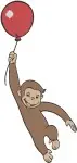 Curious George Monkey With Balloon Sombrero Birthday Cake Log Playful Primate - Filled Embroidery Design - 2123