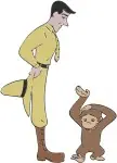 Curious George Man In Yellow Hat With George Monkey Best Friends Caring - Filled Embroidery Design - 2136