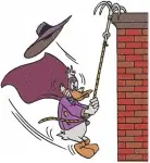 Darkwing Duck Launchpad Mcquack Crashing Brick Wall Baseball Bonk Action - Filled Embroidery Design - 2152