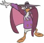 Darkwing Duck Portrait Action Poses Cape Swooping Determined Hero Duck - Filled Embroidery Design - 2161