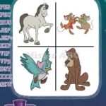 Cinderella Characters Major Horse Bluebird Jaq Gus Dancing Bruno Dog - Filled Embroidery Design - Instant Download