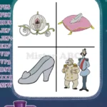 Cinderella Magical Items Pumpkin Carriage Glass Slipper On Pillow And Slipper - Filled Embroidery Design - Instant Download