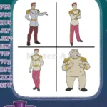 Cinderella Prince Charming Collection Of Standing Poses Different Views - Filled Embroidery Design - Instant Download