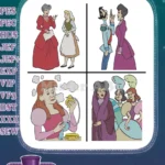 Disney Cinderella Lady Tremaine Stepsisters Anastasia Drizella Evil Family Trio - Filled Embroidery Design - Instant Download