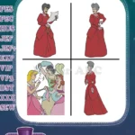 Disney Cinderella Lady Tremaine Reading Letter Stepsisters With Cinderella Family Bundle - Filled Embroidery Design - Instant Download