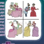 Disney Cinderella Stepsisters Anastasia Drizella Lady Tremaine Evil Trio Poses Collection - Filled Embroidery Design - Instant Download