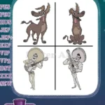 Disney Pixar Coco Dante Xolo Dog Hector Rivera Skeleton Land Of The Dead Designs - Filled Embroidery Design - Instant Download