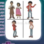 Disney Pixar Coco Miguel Rivera With Parents Enrique Luisa Family Love Set - Filled Embroidery Design - Instant Download