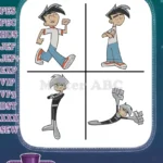 Danny Phantom Teen Hero Ghost Form Human Form Flying Action Poses Nickelodeon Bundle - Filled Embroidery Design - Instant Download