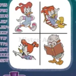 Ducktales Webby Vanderquack Running Pointing Relaxing Scrooge Reading Collection - Filled Embroidery Design - Instant Download