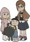 Despicable Me Agnes Edith Margo Gru Sisters Cute Poses Family Movie Designs - Filled Embroidery Design - 2198