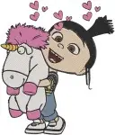 Despicable Me Agnes Edith Margo Gru Sisters Cute Poses Family Movie Designs - Filled Embroidery Design - 2199