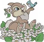 Disney Bambi Thumper Rabbit Friends In Flowers Springtime Forest Animals - Filled Embroidery Design - 2225