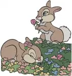 Disney Bambi Thumper Rabbit Family Easter Eggs Spring Celebration Bunnies Set - Filled Embroidery Design - 2234