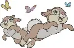 Disney Bambi Thumper Rabbit Large Family Group With Butterflies Forest Friends Collection - Filled Embroidery Design - 2240