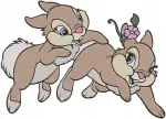 Disney Bambi Thumper Miss Bunny Rabbit Couple Playing Friends Cute Animals - Filled Embroidery Design - 2242