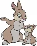 Disney Bambi Thumper Miss Bunny Rabbit Couple Playing Friends Cute Animals - Filled Embroidery Design - 2244
