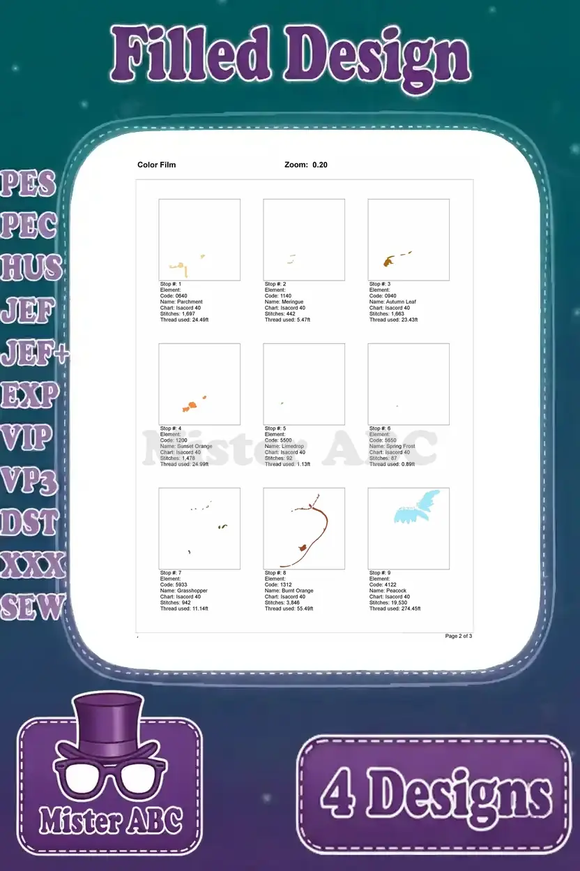 Color film view, page 2 of 3, for the first Fawn fairy embroidery design, illustrating the progressive stitch sequence and color application.