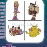 Dave The Barbarian Princess Candy Dave Oswidge Fang Dragon Coon Group Collection - Filled Embroidery Design - Instant Download