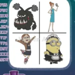 Despicable Me Evil Minion Margo Gru Lucy Wilde Maid Minion Character Group Bundle - Filled Embroidery Design - Instant Download