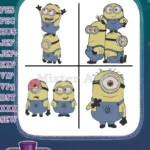Despicable Me Minions Group Poses Funny Yellow Characters Movie Favorites Collection - Filled Embroidery Design - Instant Download