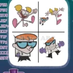 Dexters Laboratory Dexter And Dee Dee Sibling Antics Lab Experiments Coon - Filled Embroidery Design - Instant Download
