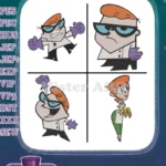 Dexters Laboratory Dexter Boy Genius Poses With Mom Family Life Coon Designs - Filled Embroidery Design - Instant Download
