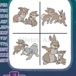 Disney Bambi Thumper Miss Bunny Rabbit Couple Playing Friends Cute Animals - Filled Embroidery Design - Instant Download
