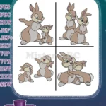 Disney Bambi Thumper And Sisters Rabbit Family Interactions Playful Bunnies - Filled Embroidery Design - Instant Download
