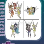 Disney Fairies Tinker Bell Fawn Rosetta Silvermist Vidia Winter Fairy Periwinkle - Filled Embroidery Design - Instant Download