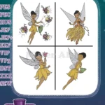 Disney Fairies Iridessa Light Talent Fairy Fawn Animal Talent With Butterflies Set - Filled Embroidery Design - Instant Download