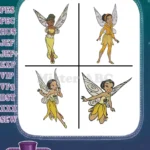 Disney Fairies Iridessa Light Fairy Various Poses Yellow Dress Pixie Hollow Collection - Filled Embroidery Design - Instant Download