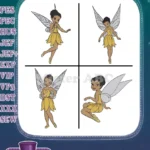 Disney Fairies Iridessa Light Talent Fairy Yellow Dress Various Bright Poses - Filled Embroidery Design - Instant Download