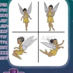 Disney Fairies Iridessa Light Fairy In Yellow Outfit Graceful Flying And Posing - Filled Embroidery Design - Instant Download
