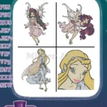 Disney Fairies Rosetta Garden Fairy Queen Clarion And Fairy Portrait Collection - Filled Embroidery Design - Instant Download
