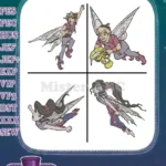 Disney Fairies Vidia Fast Flying Talent Fairy Various Dynamic Action Poses - Filled Embroidery Design - Instant Download