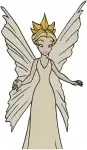 Disney Fairies Queen Clarion Ruler Of Pixie Hollow Elegant Golden Dress Poses - Filled Embroidery Design - 2326