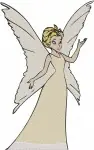 Disney Fairies Queen Clarion Ruler Of Pixie Hollow Elegant Golden Dress Poses - Filled Embroidery Design - 2327