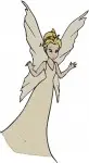 Disney Fairies Queen Clarion Ruler Of Pixie Hollow Elegant Golden Dress Poses - Filled Embroidery Design - 2328