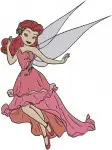 Disney Fairies Rosetta In Pink And Red Dresses Elegant Garden Fairy Collection - Filled Embroidery Design - 2346